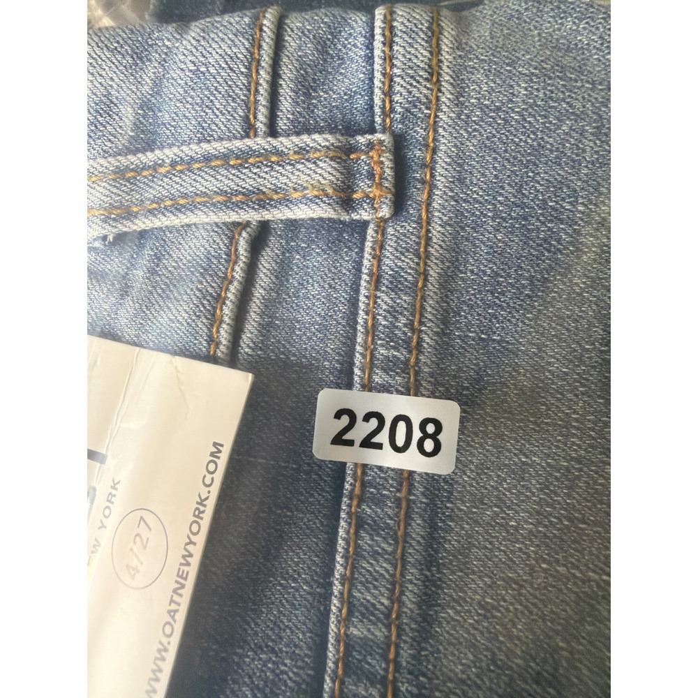OAT New York High Rise Wide Leg Cropped Jeans Blue Released Hem Size 4/27 NEW - Picture 8 of 8